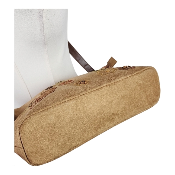 Vintage Cappelli Straworld Floral Beaded Faux Suede Shoulder Bag 2003 - Picture 6 of 14